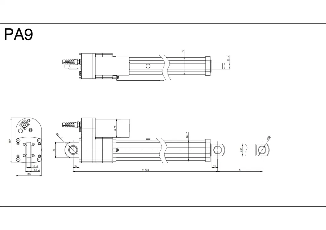 24V DC Brushed Electric Solar Tracker Linear Actuator with Maximum Load 50000n for PV Brackets